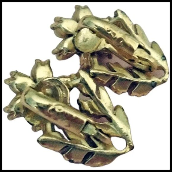 Vintage Coro Faux Pearl Rhinestone Clip On Earrings, Small Clipons, Retro Bridal - Picture 4 of 13